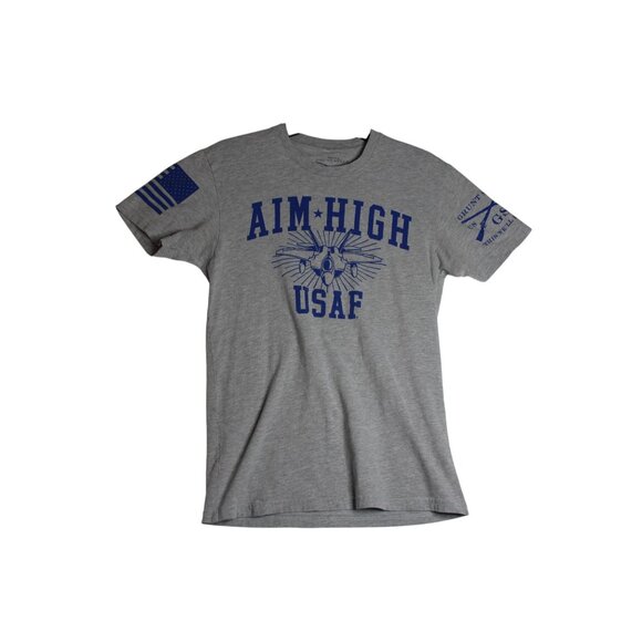 Grunt Style Grey Aim HIgh USAF Air Force Tee Shirt Mens Small - Picture 2 of 4